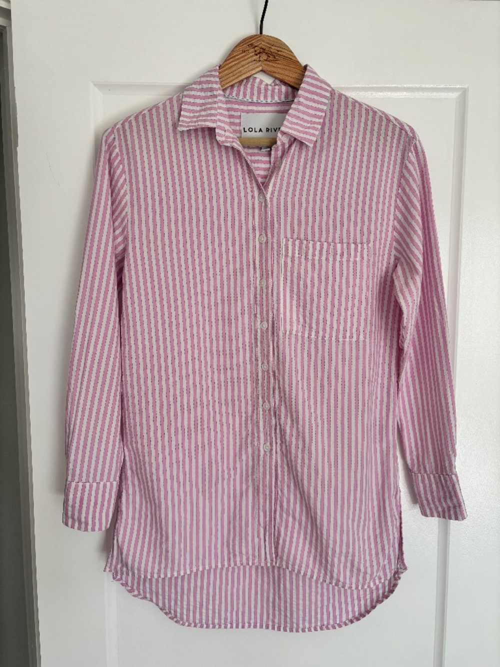 Lola River Seersucker Striped Button Down Shirt Women’s Size XS